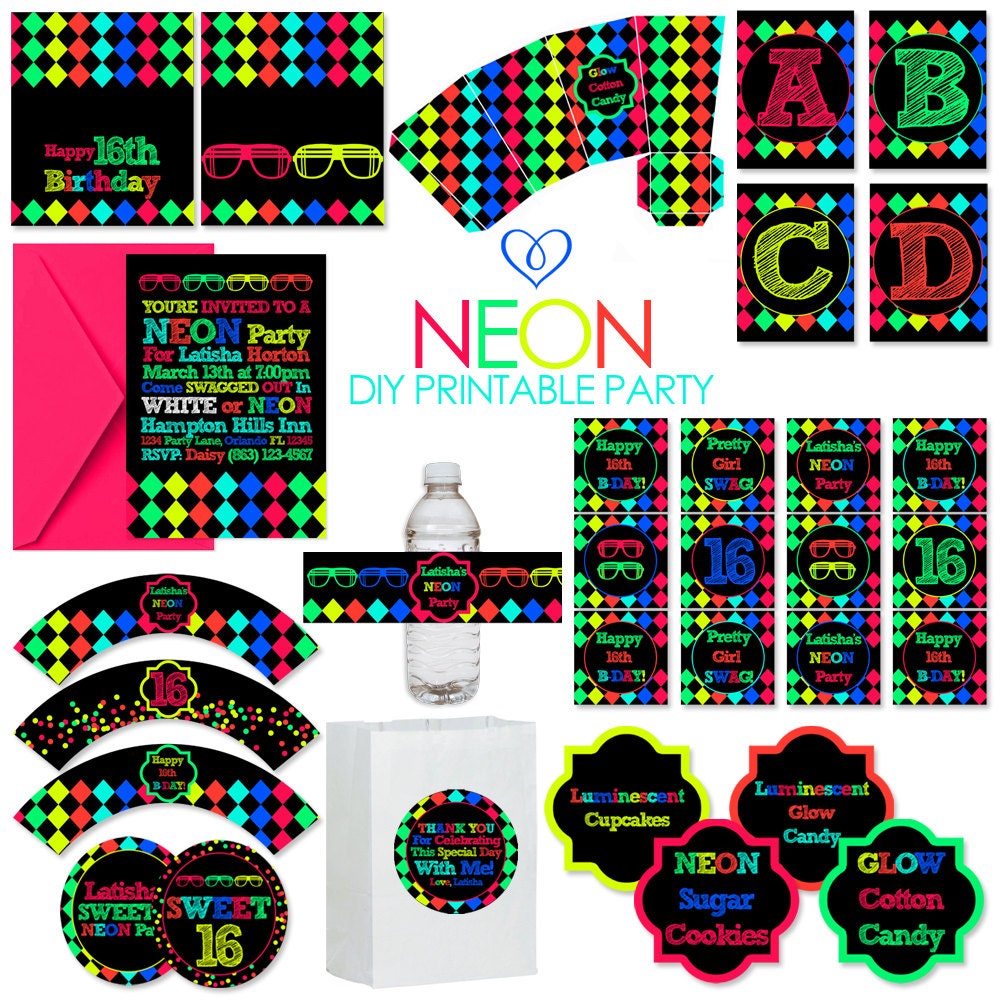 NEON Party Collection This Listing is for by EccentricDesignsbyLH