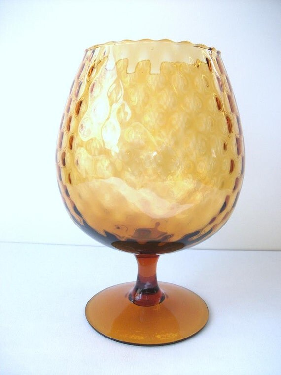 Vintage Gold Glass Pedestal Bowl