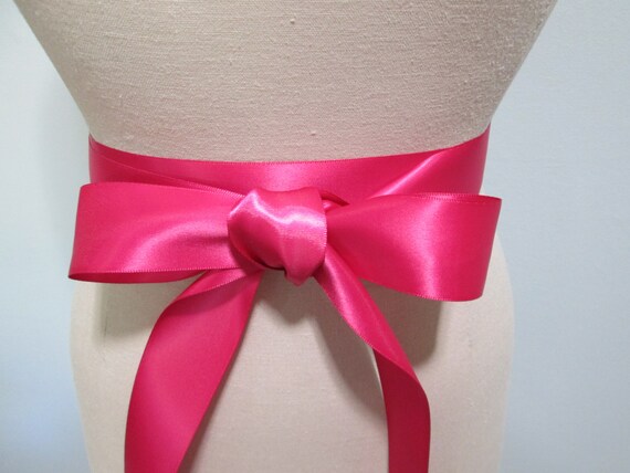 Fushia Hot pink Ribbon sash wedding belt satin ribbon
