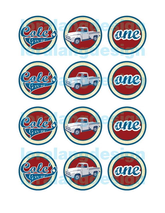 DIY Printable Vintage Truck Birthday Party Cupcake Toppers