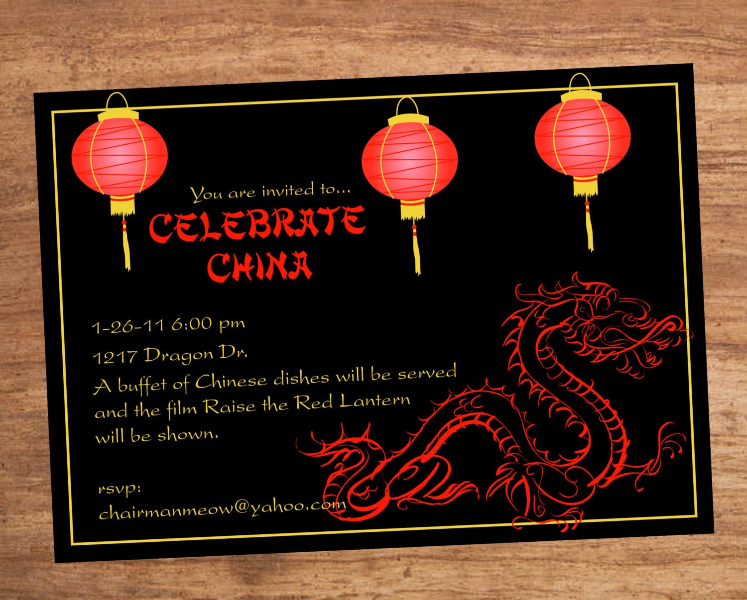 Chinese Birthday Party Invitations 2