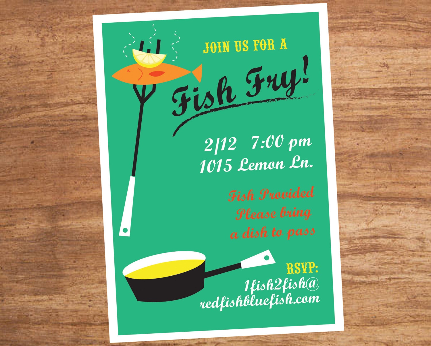 Fish Fry Dinner Party Custom Invitation