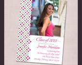 Modern Pink Flowers Photo Graduation Printable Announcement Invitation - Printed version available Il_170x135