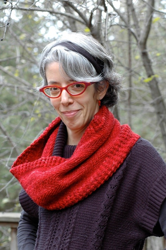 Herringbone Zigzag Cowl knitting pattern Knit by WovenRainbowsInc