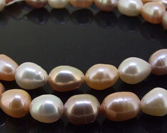 Rice Freshwater pearl Cultured Pearl Lavender Pearl Pink Pearl White Pearl 6mm-7mm Gemstone Beads Full Strand 14.5"