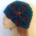 Teal Cloche Hat with Teal and Brown Flower