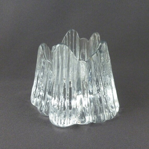 Nybro Sweden Volcano Crystal Glass Votive Candle Holder
