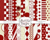 25% OFF SALE Digital Paper Pack Sports Teams Colors Red and Cream Personal and Commercial Use Il_170x135