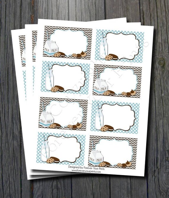 Milk and Cookies Party - Buffet Table Cards -INSTANT DOWNLOAD Il_570xn