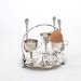 Antique Egg Caddy Silver Plated Leaf Three Cups Spoons English D&A EPNS