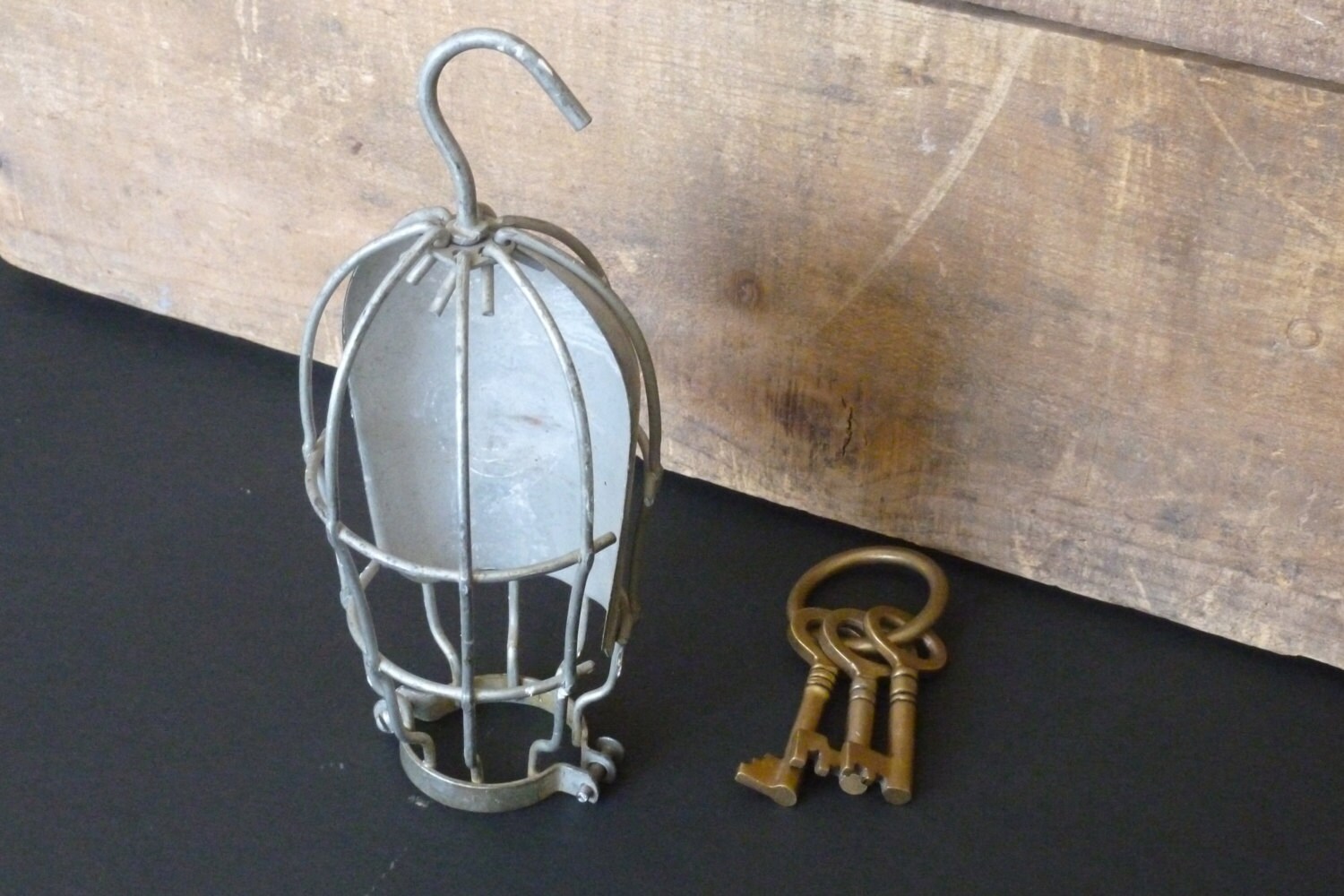 Vintage Industrial Wire Cage Light Cover by KayWacker on Etsy