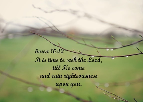 Items similar to Rain Print Scripture Art Quote Bible Verse Hosea 10 12