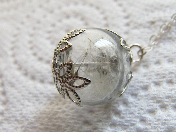 Tiny silver dandelion necklace
