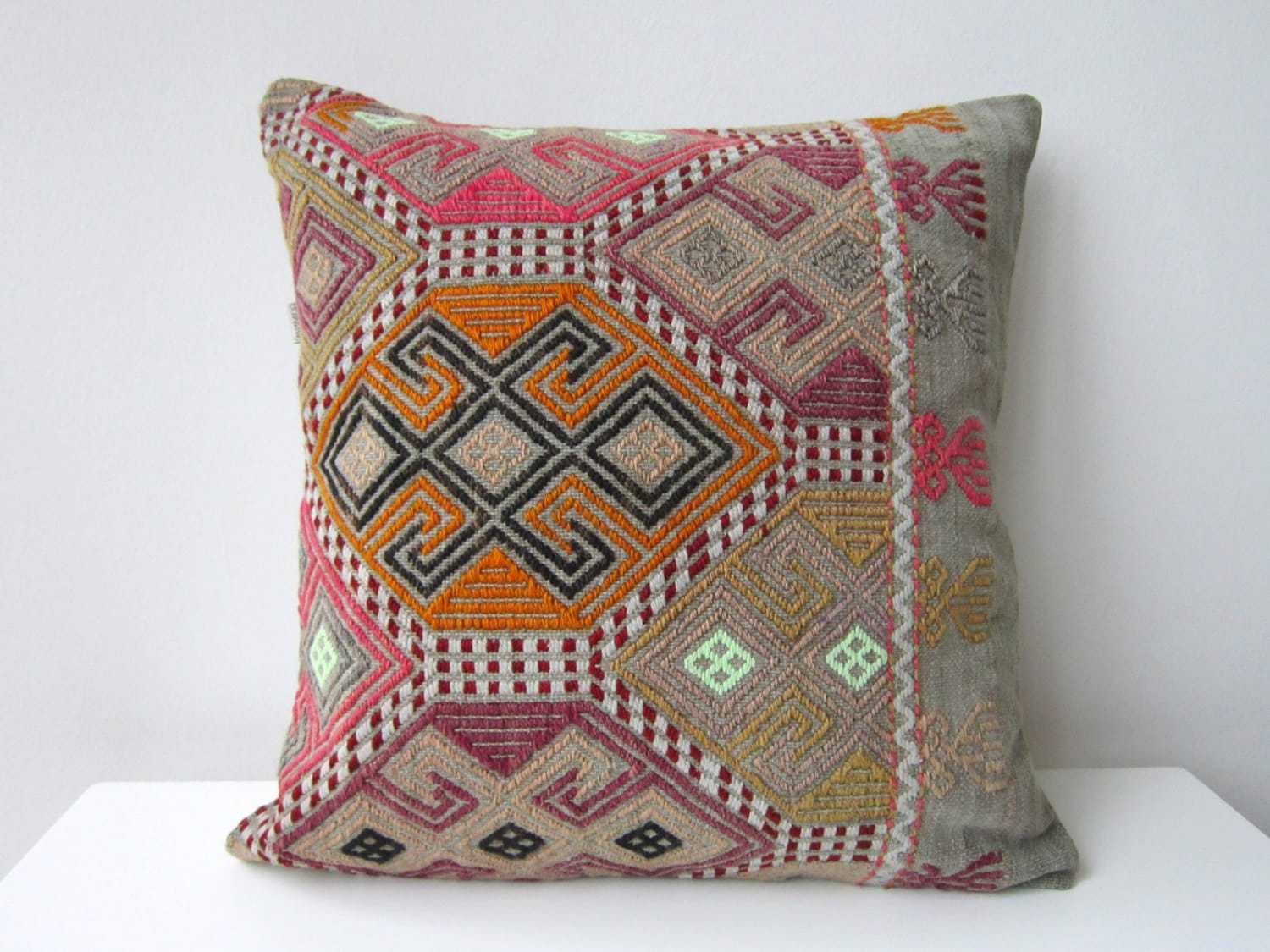 Handwoven Turkish Rug Pillow Cover Decorative by mothersatelier