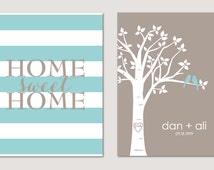 Personalized Custom Love Birds Fami ly Tree - Home Sweet Home - Set of ...