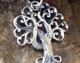 Sterling Silver Textured Tree of Life Charm - P17