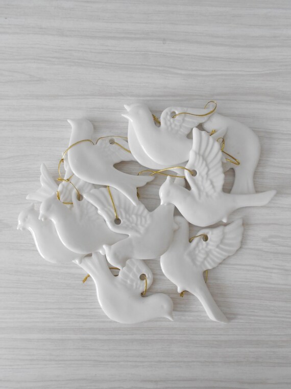 vintage white ceramic bird dove figurine christmas ornaments vintage white ceramic bird dove figurine christmas ornaments