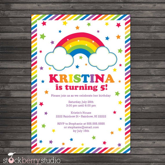 Invitations Birthday Rainbow 9