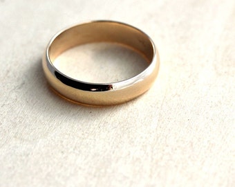 Men's Wedding Band, 5mm Half Round 10k Recycled Yellow Gold Wedding Ring Gold Ring - Made in Your Size