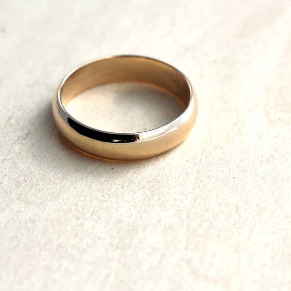 Men's Wedding Band 5mm Half Round 10k Recycled Yellow