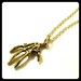 Skeleton Hand Bone,Claw Necklace, Gold Tone