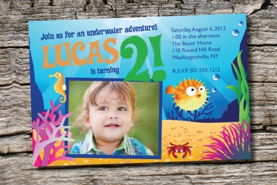 UNDERWATER ADVENTURE Birthday Party Event Printable Invitation Il_570xn