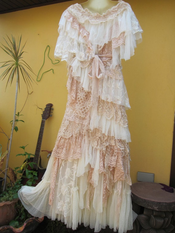 RESERVED..vintage inspired shabby bohemian gypsy dress
