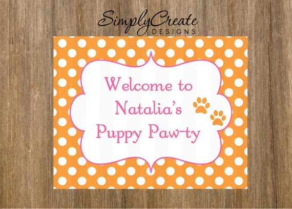 Door Sign Puppy Party Sign 11x14 JPEG File Puppy Pawty Il_570xn