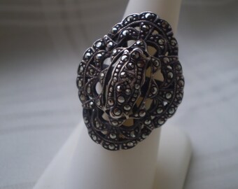 Sale Sterling Markesite Deco Ring