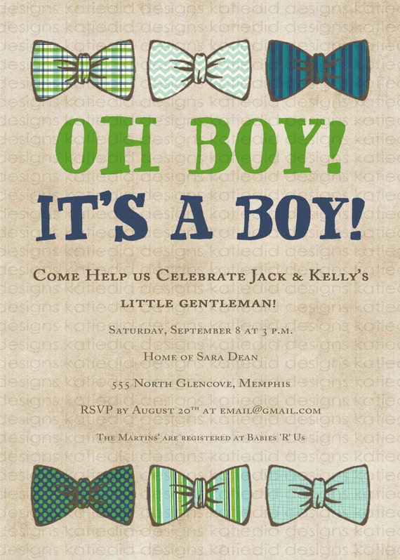 bow tie baby shower invitation little gentleman by ...