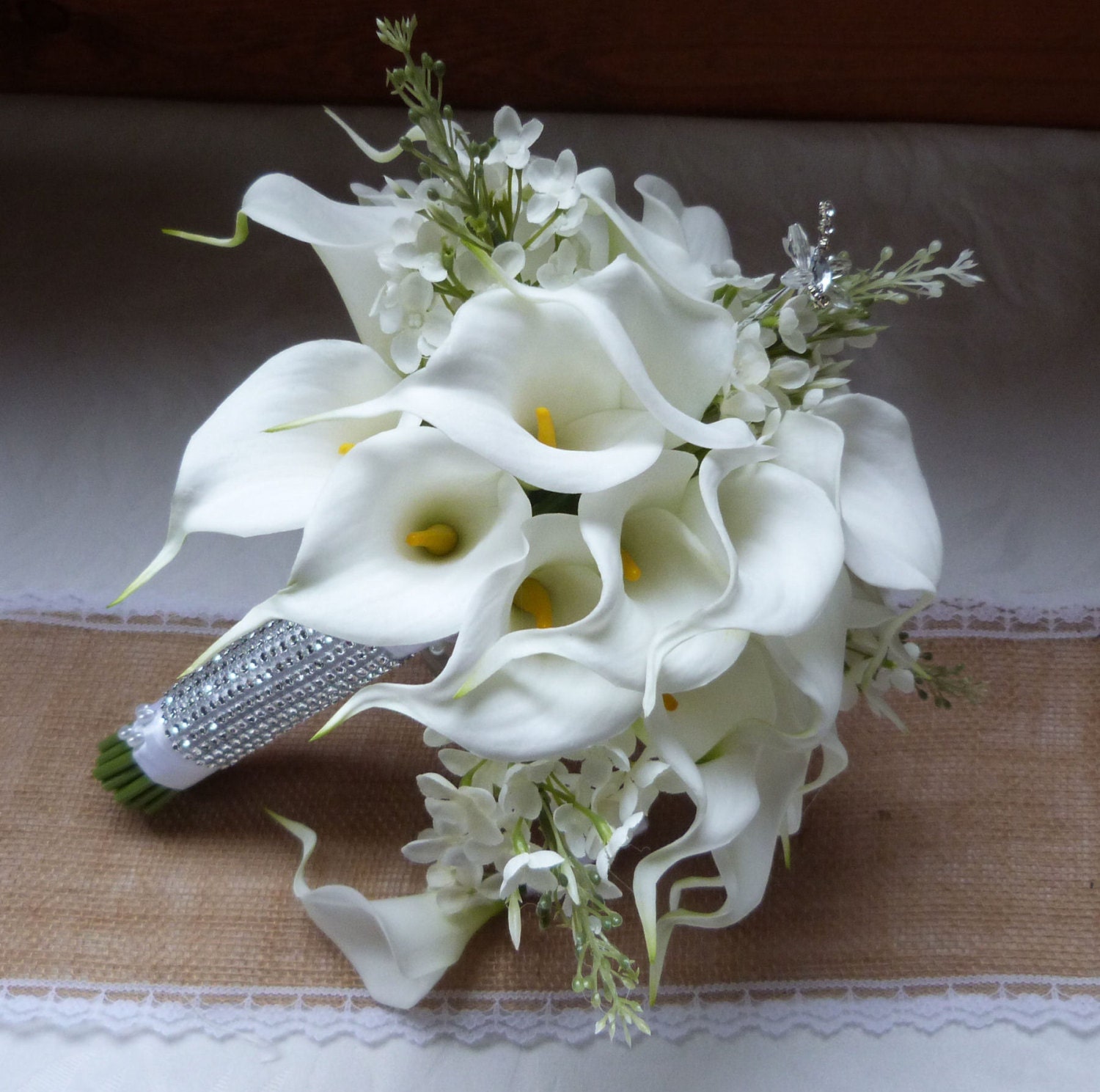 White Calla Lily Wedding Bouquet Real Touch Mini White Calla 5971