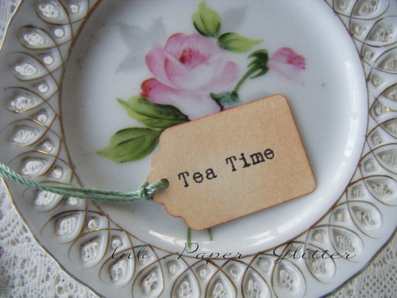 Tea Time Tagi - Zestaw 15 - Vintage Inspired - Shabby Chic - Tea Party