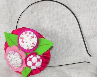 covered buttons headband, felt headband, grosgrain headband, adjustable headband, art design headband
