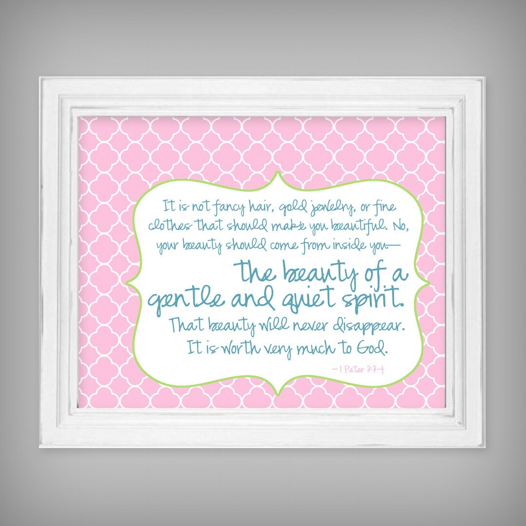 Scripture Bible Verse Art Print for Girls Room 1 Peter by buhbay