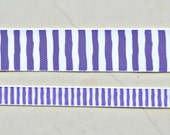 Purple and white wonky stripes on 3/8" & 7/8" grosgrain ribbon combo set- spring/easter Il_170x135