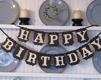HAPPY BIRTHDAY Banner, Birthday Decoration, Happy Birthday Sign, 50th Birthday, Classic Birthday Decor