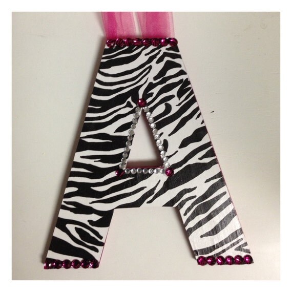 Items similar to Custom Zebra Print/Hot Pink Name or Letter on Etsy
