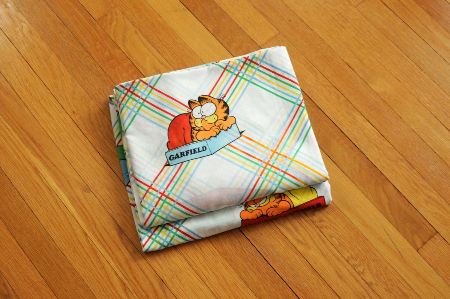 70s Garfield bed sheet set twin flat fitted by CarnivalOfTheManiac