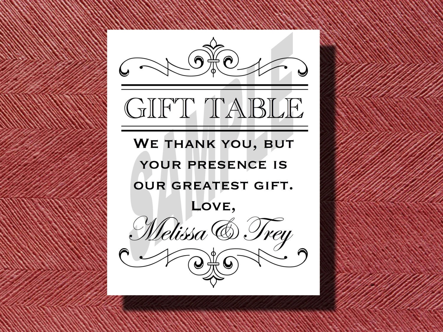 Printable Wedding Reception Gift Table Sign by WeddingsByJamie