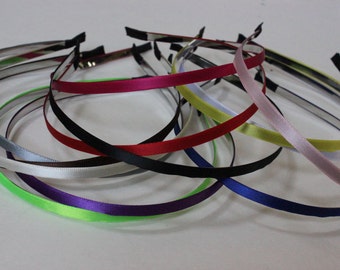 5 Pcs-Ribbon Lined Metal Headbands 5mm-Wholesale Headband-DIY-Thin Headband-Hair Accessories-wholesale headband supply