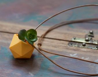 Icosahedron Wearable Planter in Yellow