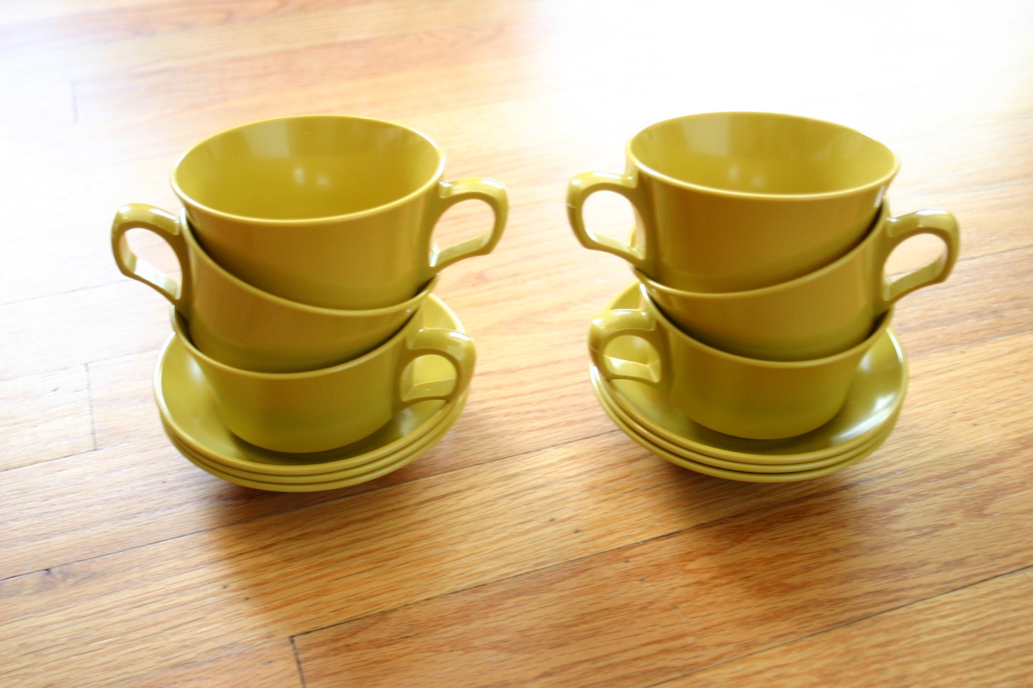 and Mustard by Yellow melamine saucers Melamine  saucers cups cups YouAreMyNewDream Tea and vintage