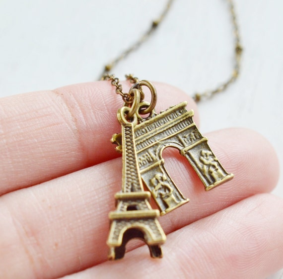 Paris Charm NecklaceEiffel Tower NecklaceArc de Triomphe