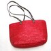 Straw Purse Woven Handbag Natural Fiber Red Bucket Tote