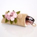 Country Chic Burlap Sunglasses Eyeglasses Case with Pink Roses, Shabby Chic Floral Eyewear, Romantic Accessories