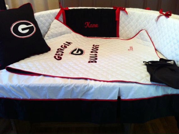 Items similar to Ga bulldogs Custom Crib set- 4 pieces- custom made on Etsy