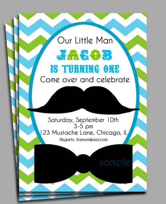 Little Man Mustache Party Invitations 3