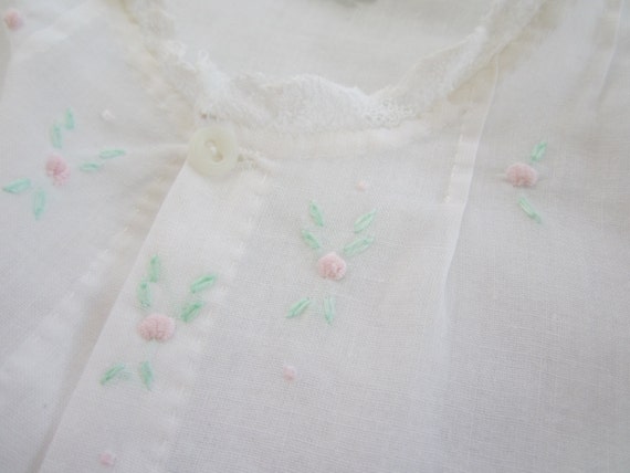 Pink Roses Embroidered Baby Dress Vintage Estate Find