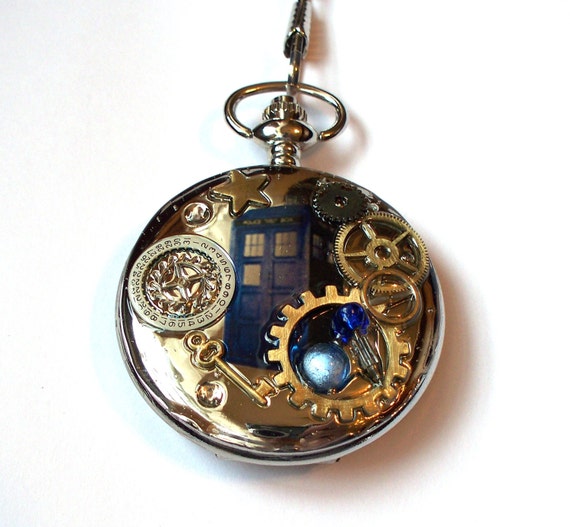 Doctor Who Pocket Watch Working Watch with by TimeMachineJewelry