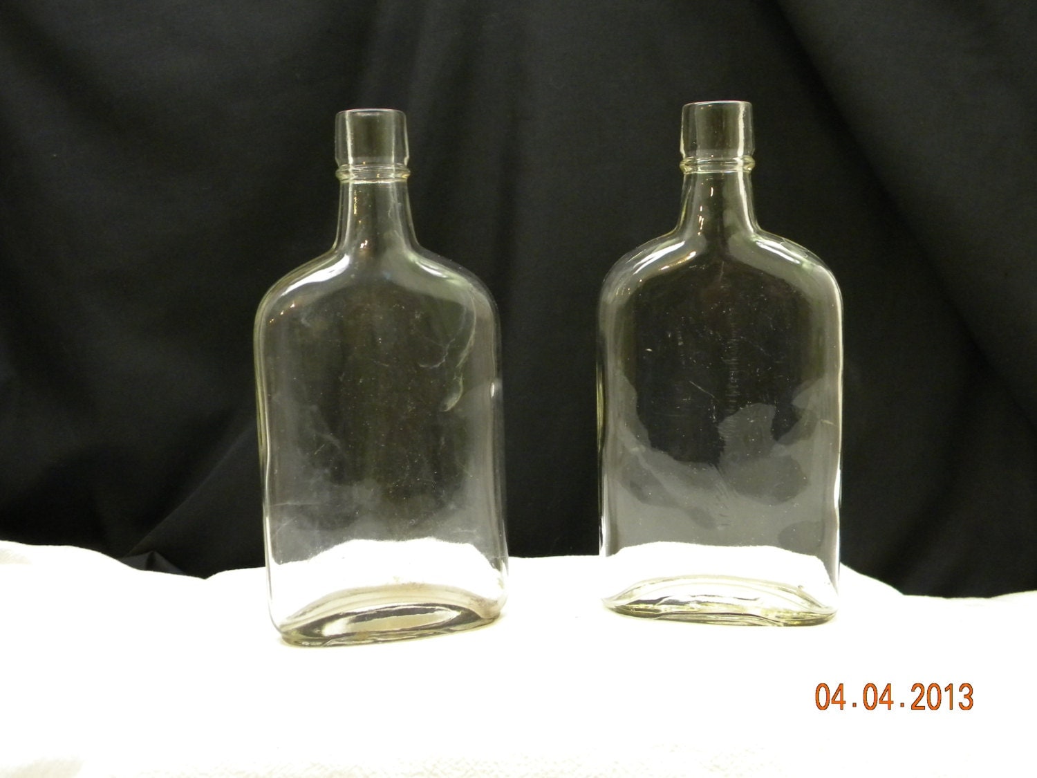 Whiskey Bottles clear bottles cork top bottles set of 2